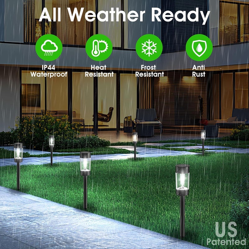 Eyrosa Solar Lights Outdoor, 12 Pack Waterproof Solar Landscape Lighting for Pathway Garden Yard Path Walkway Driveway Lawn Patio Outside Decor, Cool White - Image 5